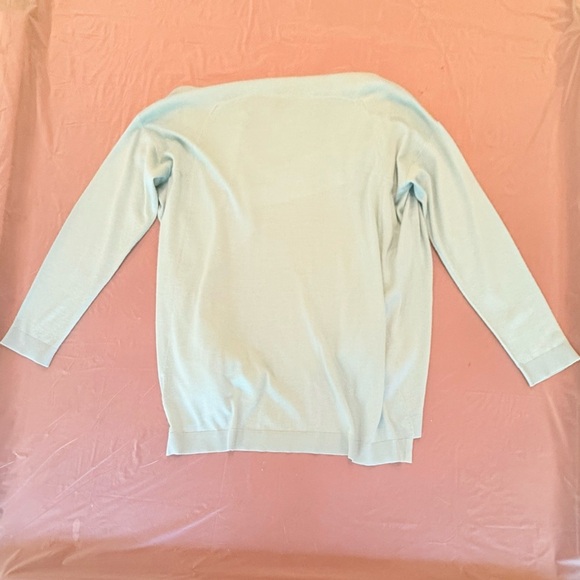 NWOT Carlisle Mint Green Cashmere Open Front Draped Cardigan Size XL MSRP $495 - Picture 4 of 10